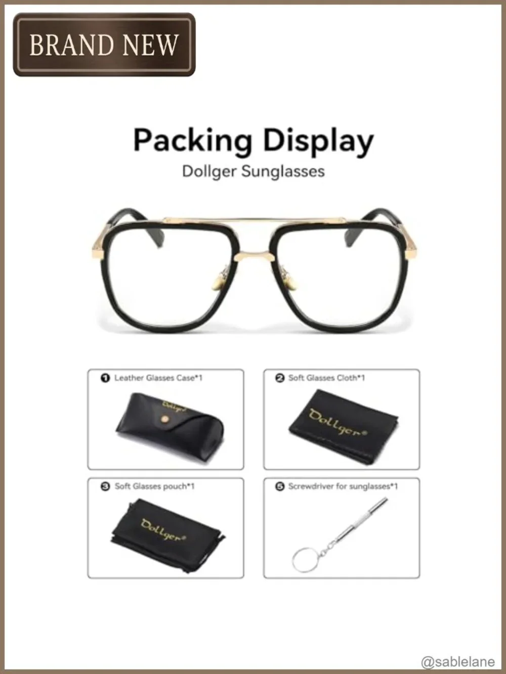 Oversized Square Aviator Sunglasses Men Pilot Shades Gold Frame Retro UV400